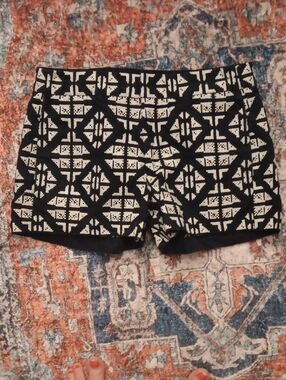 Lucky Brand Black and White Geometric Lace Overlay Shorts